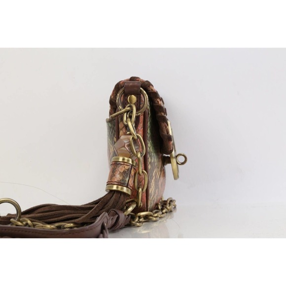 RAFE Multicolor Snake Print Leather Whipstitch Trim Chain Mini Crossbody Bag - Picture 5 of 10